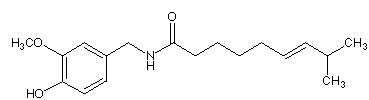 Structuurformule van capsaïcine